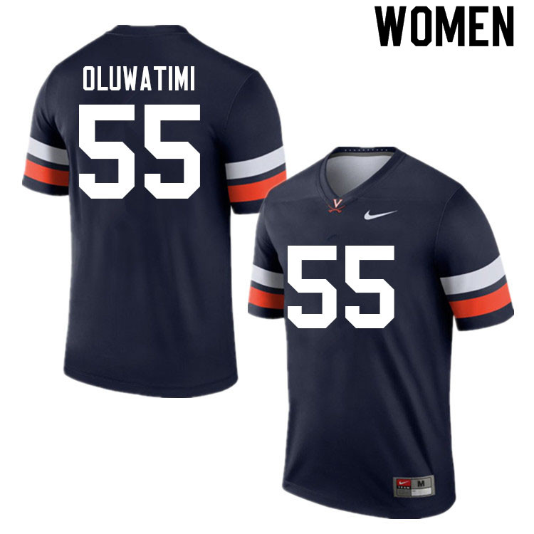 Women #55 Olusegun Oluwatimi Virginia Cavaliers College Football Jerseys Sale-Navy - Click Image to Close
